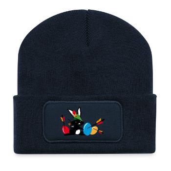 Easter bunny with a bow and arrow - Recycled Patch Beanie - french navy - Front