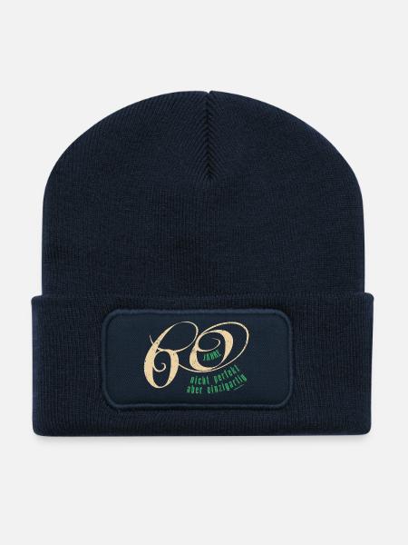 Geburtstag 60 Jahre - Recycelte Patch Beanie - French Navy