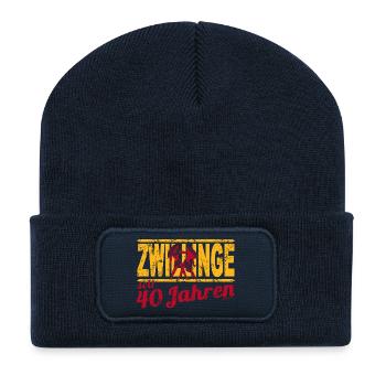 Geburtstag 40 Zwillinge - Recycelte Patch Beanie - French Navy - Vorne