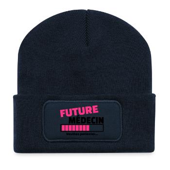 future médecin - Beanie recyclé à patch - bleu marine - Devant