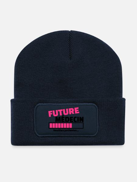 future médecin - Beanie recyclé à patch - bleu marine