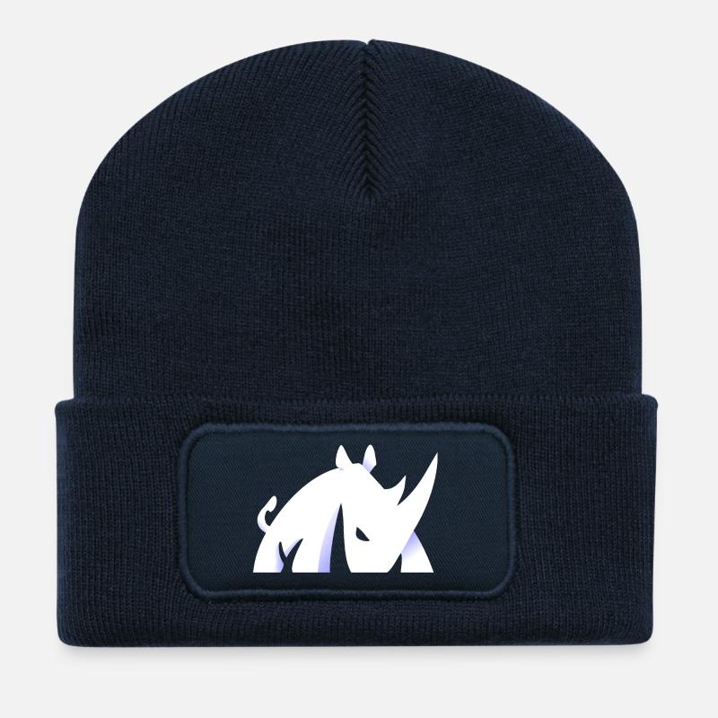 rhinocéros design - Beanie recyclé à patch - bleu marine