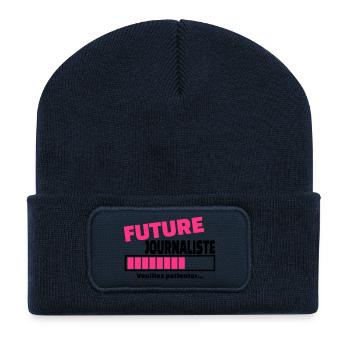 future journaliste - Beanie recyclé à patch - bleu marine - Devant