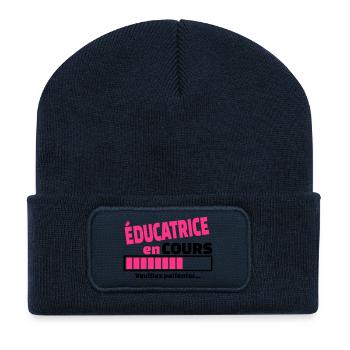 éducatrice en cours - Beanie recyclé à patch - bleu marine - Devant