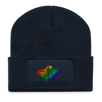 Regenbogenschmetterling - Freiheit, Liebe und Glück - Recycelte Patch Beanie - French Navy - Vorne