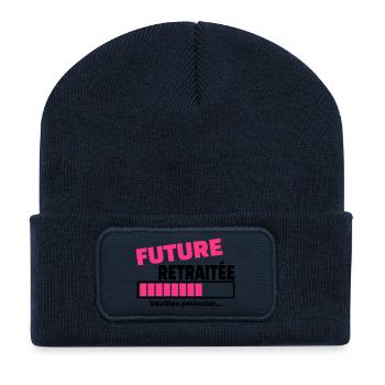 future retraitée - Beanie recyclé à patch - bleu marine - Devant
