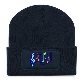 musik - Recycelte Patch Beanie - French Navy - Vorne