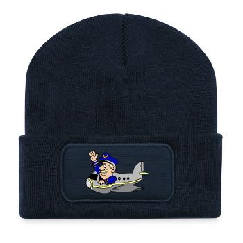 airplane airplane airplane hot air balloon air ba - Recycled Patch Beanie - french navy - Front