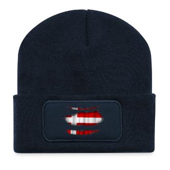 Denmark flag torn 017 - Recycled Patch Beanie - french navy - Front
