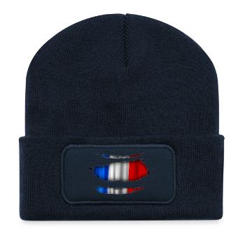 France flag torn 017 - Recycled Patch Beanie - french navy - Front