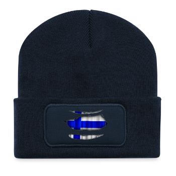 Drapeau de la Finlande Ripped 017 - Beanie recyclé à patch - bleu marine - Devant