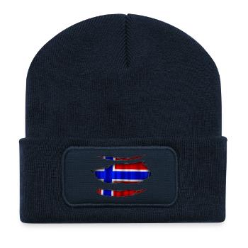 Norvège Drapeau Ripped 017 - Beanie recyclé à patch - bleu marine - Devant
