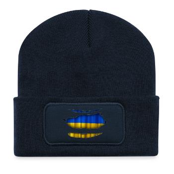 Ukraine Drapeau Ripped 017 - Beanie recyclé à patch - bleu marine - Devant