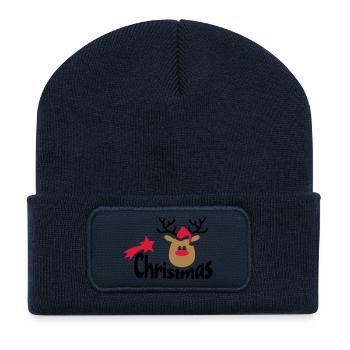 Weihnachten - Recycelte Patch Beanie - French Navy - Vorne