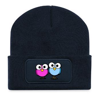 Oiseaux Glubschaugen Cartoon doux - Beanie recyclé à patch - bleu marine - Devant