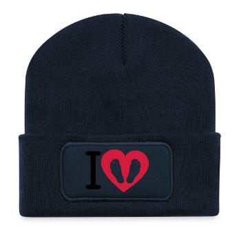 ich liebe, was Sie kühlen Fuß - Recycelte Patch Beanie - French Navy - Vorne