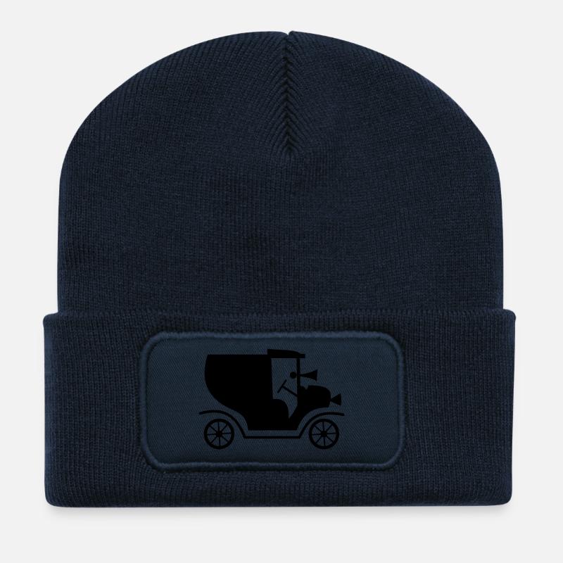 Car retro automobile vintage car - Recycled Patch Beanie - french navy