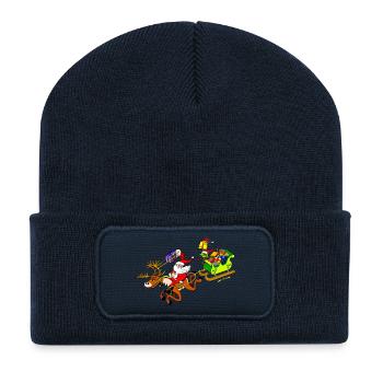 La livraison de cadeaux du Père Noël avec un - Beanie recyclé à patch - bleu marine - Devant