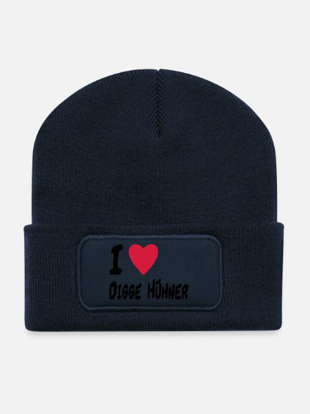 i love digge huehner - Recycelte Patch Beanie - French Navy