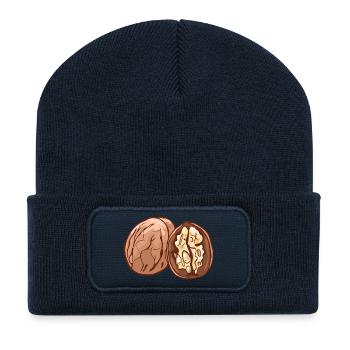 Noix de noix - Beanie recyclé à patch - bleu marine - Devant
