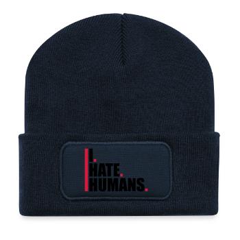 balken cool logo humans text aufkleber fuck you fu - Recycelte Patch Beanie - French Navy - Vorne