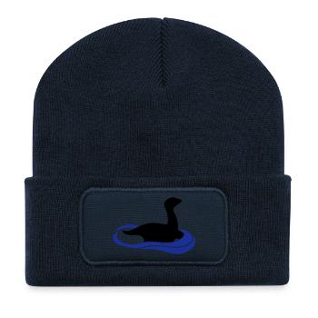 Dinosaur loch ness monster in the water - Recycled Patch Beanie - french navy - Front