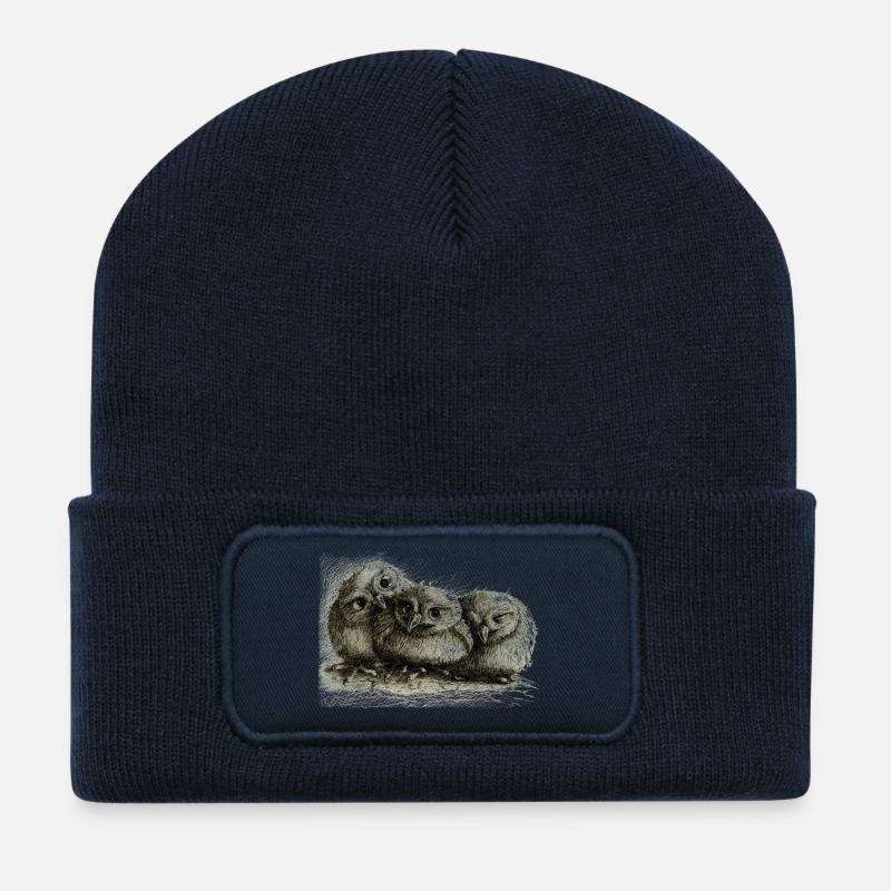 drei junge eulen - Recycelte Patch Beanie - French Navy