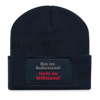 Rente Rentner Rentnerin Ruhestand stillstand..(25) - Recycelte Patch Beanie - French Navy - Vorne