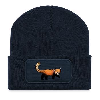 Panda Roux / Red Panda 02 - Beanie recyclé à patch - bleu marine - Devant