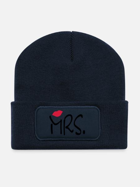 mrs_b - Beanie recyclé à patch - bleu marine