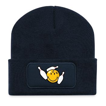 Smiley Pin Bowling - Beanie recyclé à patch - bleu marine - Devant