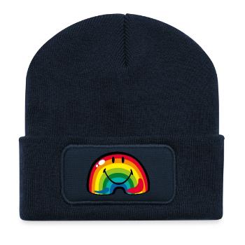 Smiley Rainbow - Recycelte Patch Beanie - French Navy - Vorne