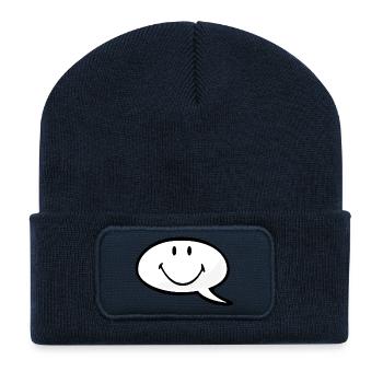 Smiley Speech Bubble - Recycled Patch Beanie - french navy - Front