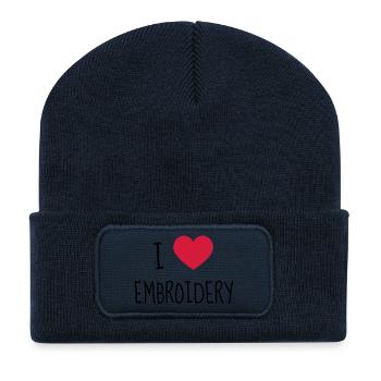 Embroidery Stickerei Broderie Embroiderer Brodeuse - Recycled Patch Beanie - french navy - Front