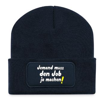 Jemand muss den Job ja machen! - Recycelte Patch Beanie - French Navy - Vorne