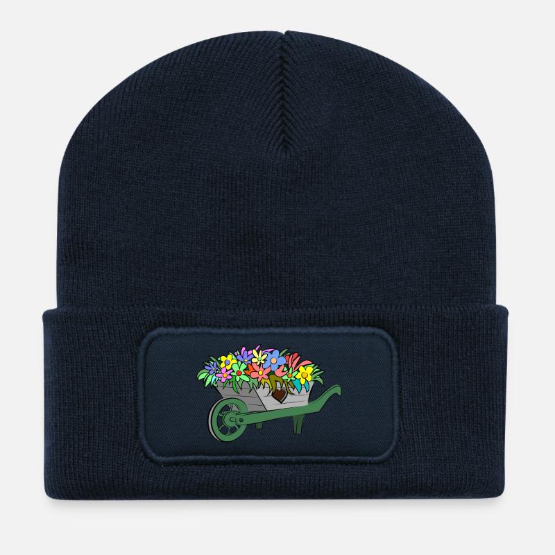 Blumen Frühling - Recycelte Patch Beanie - French Navy