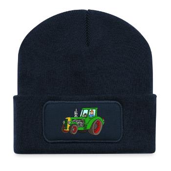 Treckerfahren - Recycelte Patch Beanie - French Navy - Vorne
