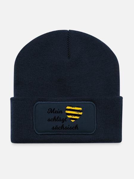 Ein Herz für Sachsen - Recycelte Patch Beanie - French Navy