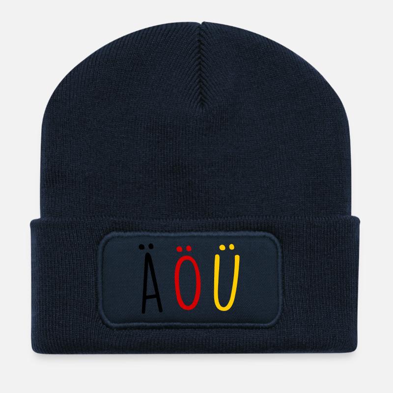 Deutsche Sprache German Language Umlaut Flagge - Recycelte Patch Beanie - French Navy