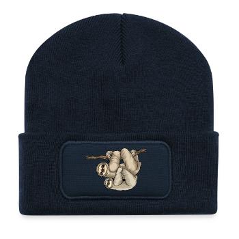 Faultier Mutter Baby Faultier Liebe Shirt - Recycelte Patch Beanie - French Navy - Vorne