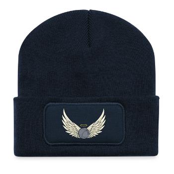 Boulekugel Flügel Bouler und Petanque Spieler - Recycelte Patch Beanie - French Navy - Vorne