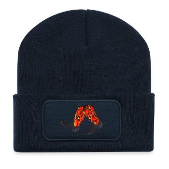 extravagant western boots with flame pattern - Recycled Patch Beanie - french navy - Front