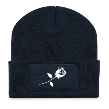 Une rose - Beanie recyclé à patch - bleu marine - Devant