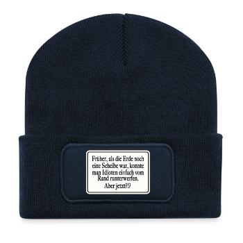 Früher als die Erde noch eine Scheibe war - Recycelte Patch Beanie - French Navy - Vorne