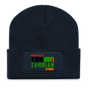 Design de drapeaux de la Zambie Keep - Beanie recyclé à patch - bleu marine - Devant