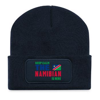 Keep Calm Namibia Flaggen Design - Recycelte Patch Beanie - French Navy - Vorne