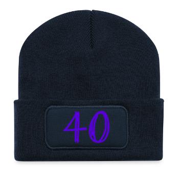 40 ANS. 40e ANNIVERSAIRE. ANNIVERSAIRE 40 ANS. 40 - Beanie recyclé à patch - bleu marine - Devant