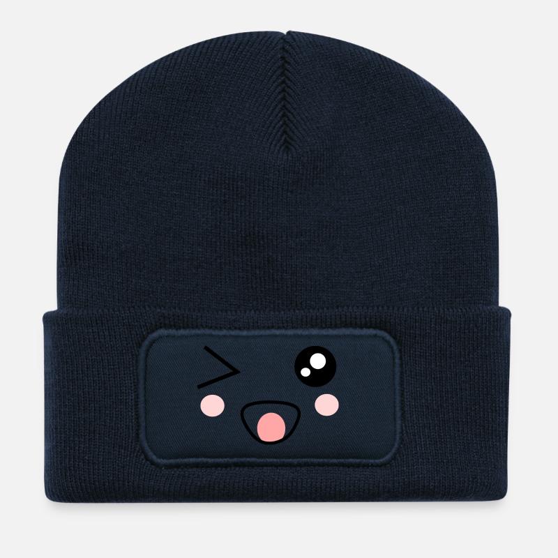 Fasching, Karneval, Kostüm, Kawaii - Recycelte Patch Beanie - French Navy