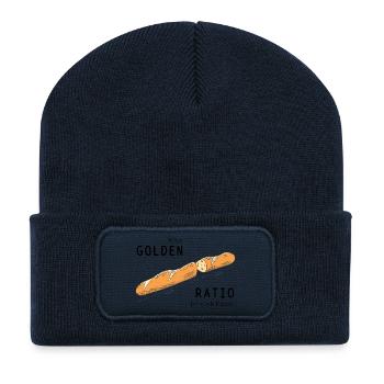 Baguette Goldener Schnitt Frühstück cooler Spruch - Recycelte Patch Beanie - French Navy - Vorne