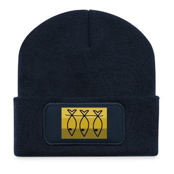 SARDINE. FISCH. APRILSCHERZ. OSTERN. MEER - Recycelte Patch Beanie - French Navy - Vorne